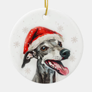 Greyhound Dog Christmas Personalised Ceramic Tree Decoration