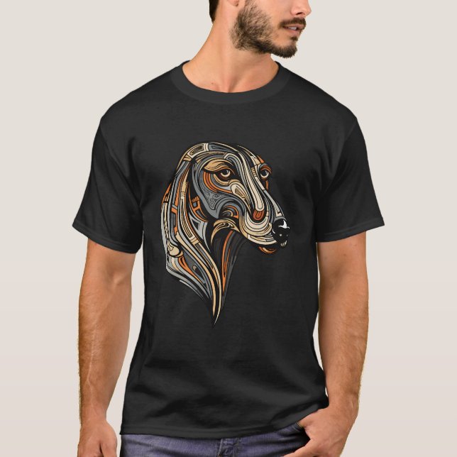 Greyhound Dog Colourful Portrait Animal Head T-Shirt (Front)