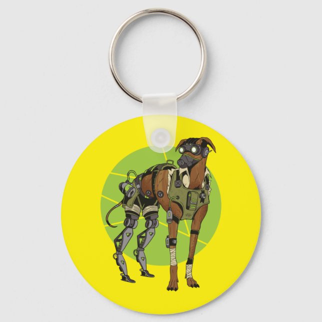 Greyhound Dog Cyborg Design Key Ring (Front)