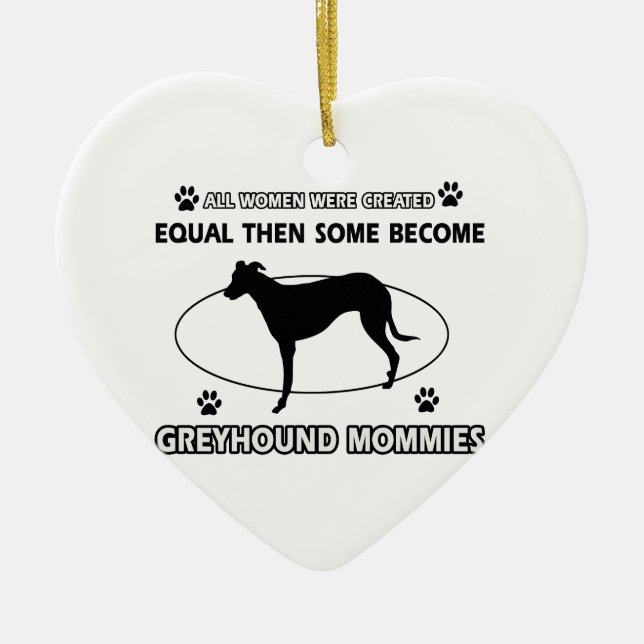 Greyhound dog designs ceramic tree decoration (Front)