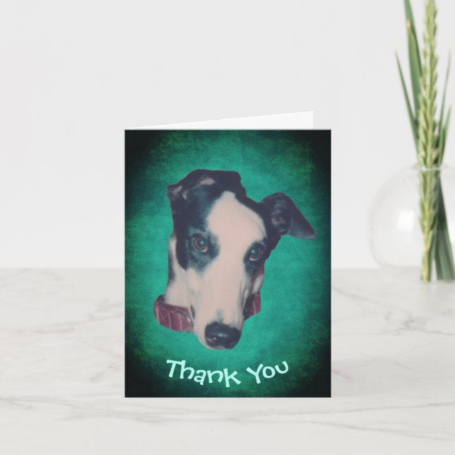 Greyhound Dog Face Thank You Card (Front)