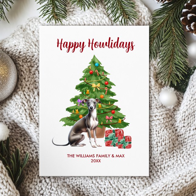 Greyhound Dog Family Christmas Holiday Card (Creator Uploaded)