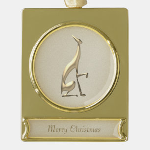 Greyhound Dog Gold Plated Banner Ornament