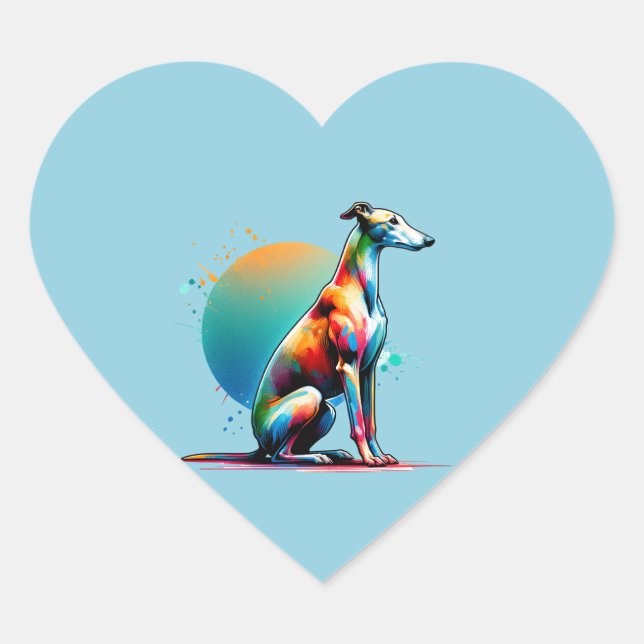Greyhound Dog Heart Sticker (Front)