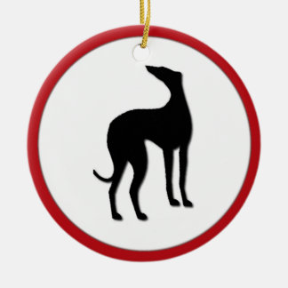 Greyhound Dog Holly Christmas Custom Date Ceramic Tree Decoration