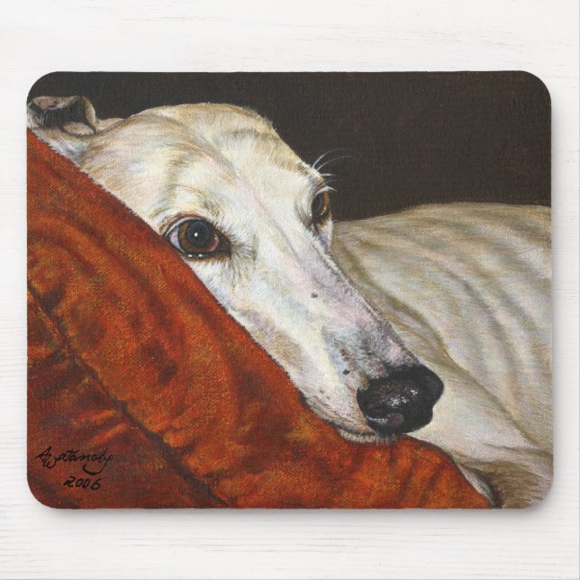 Greyhound Dog "Home At Last" Mouse Pad (Front)
