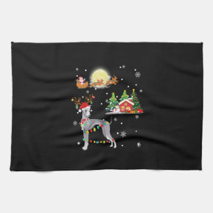 Greyhound Dog Light Christmas Reindeer Tree Xmas G Tea Towel