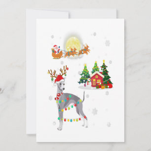 Greyhound Dog Light Christmas Reindeer Tree Xmas Holiday Card