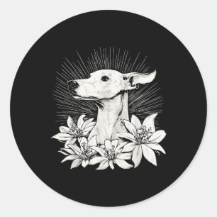 Greyhound Dog Lover Retro Style Tattoo  Classic Round Sticker