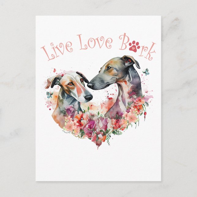 Greyhound Dog Mum Floral Postcard (Front)
