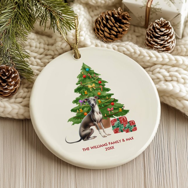 Greyhound Dog Personalised Christmas  Ceramic Tree Decoration (Creator Uploaded)