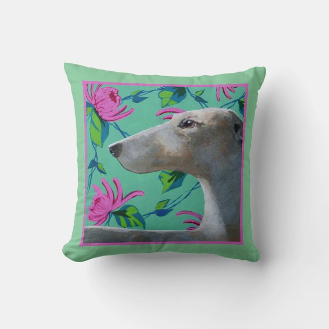 Greyhound Dog Pillow (Front)