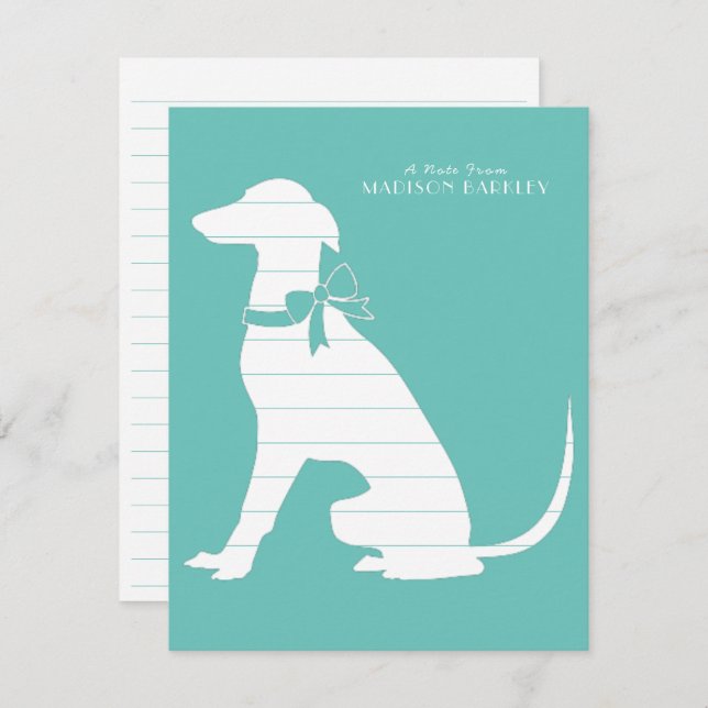 Greyhound Dog Puppy Thank You Card (Front/Back)