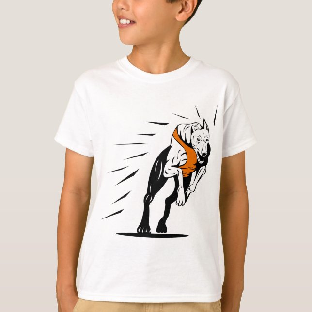 greyhound dog racing retro T-Shirt (Front)
