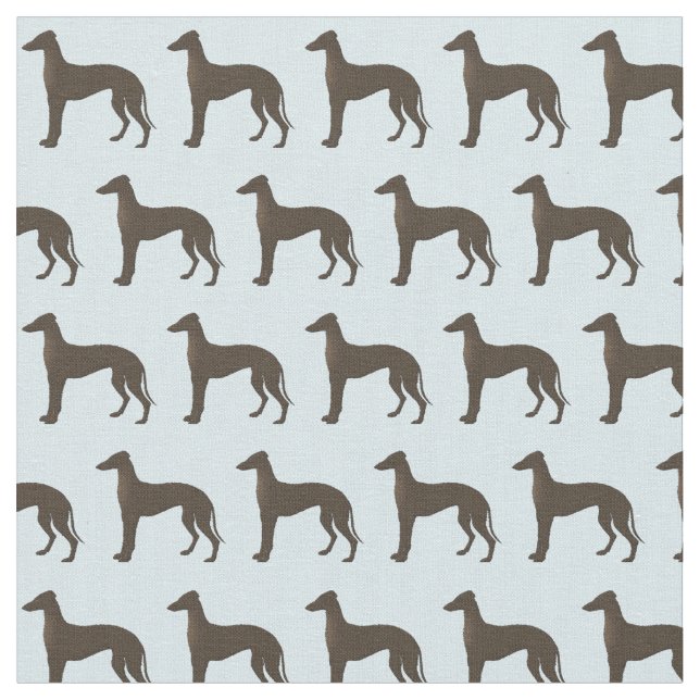 Greyhound Dog Silhouette Animal Pattern Teal Fabric (Close Up)