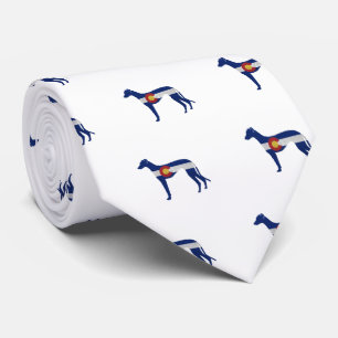 Greyhound Dog Silhouette Colorado Flag Tie