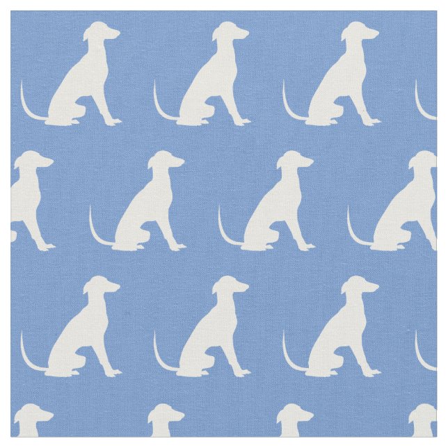 Greyhound Dog Silhouette Pet Light Blue Fabric (Close Up)