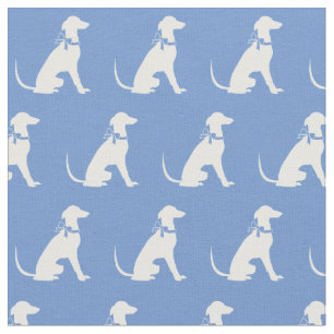 Greyhound Dog Silhouette Pet Light Blue Fabric