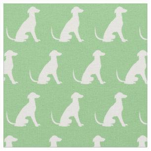 Greyhound Dog Silhouette Pet Sage Green Fabric