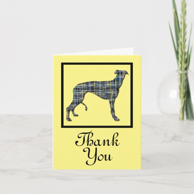 Greyhound Dog Silhouette Thank You Greeting Card (Front)