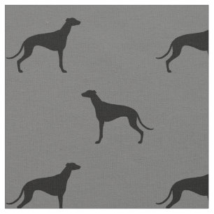 Greyhound Dog Silhouettes Pattern Grey and Black Fabric