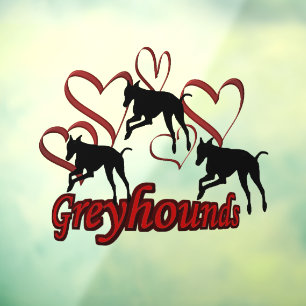Greyhound Dogs And Red Hearts