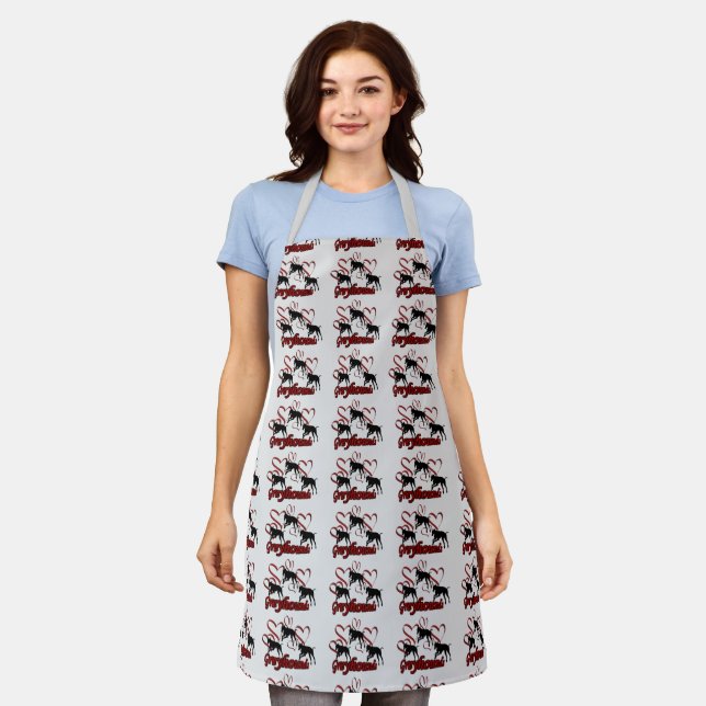 Greyhound Dogs And Red Hearts     Apron (Worn)