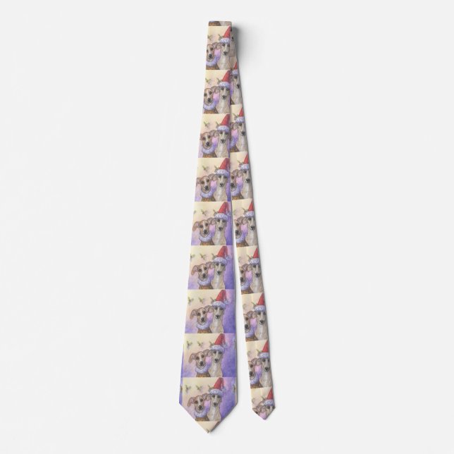 Greyhound dogs, festive tie (Front)