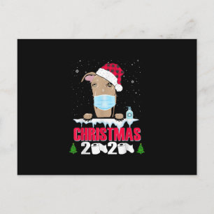 Greyhound Face Mask Dog Merry Christmas 2020 Funny Holiday Postcard