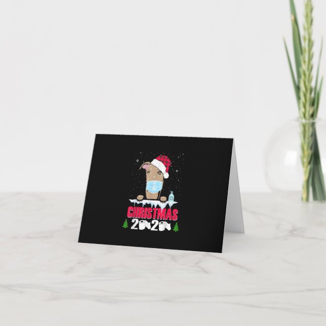 Greyhound Face Mask Dog Merry Christmas 2020 Funny Note Card (Front)