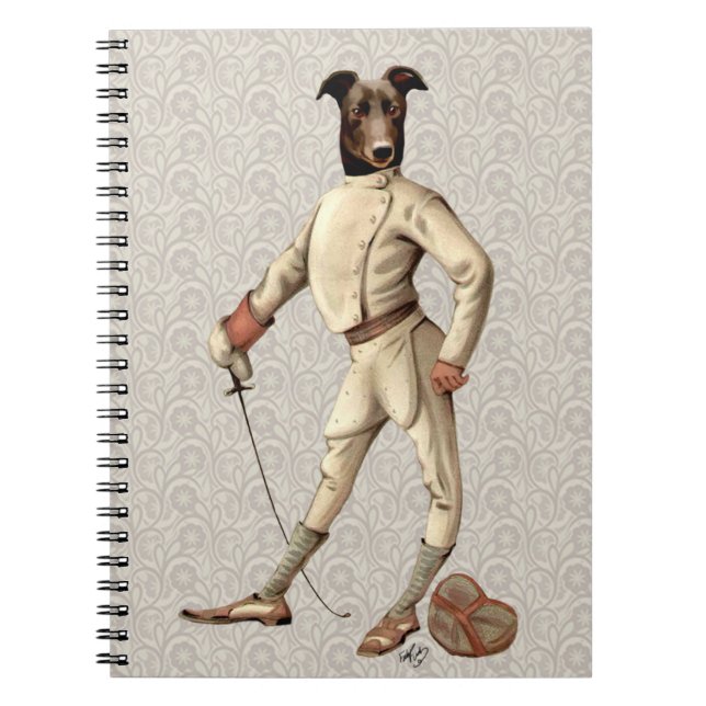 Greyhound Fencer in Cream Full 2 Spiral Notebook (Front)