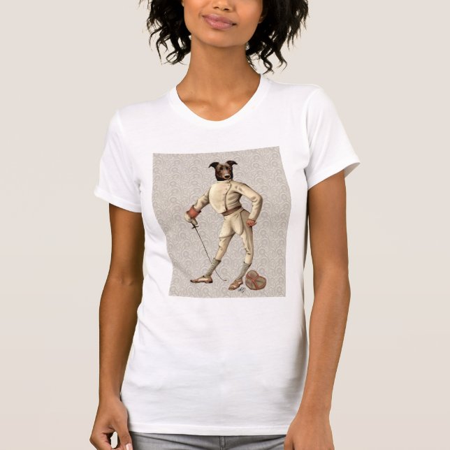 Greyhound Fencer in Cream Full 2 T-Shirt (Front)