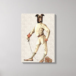 Greyhound Fencer in Cream Full Canvas Print