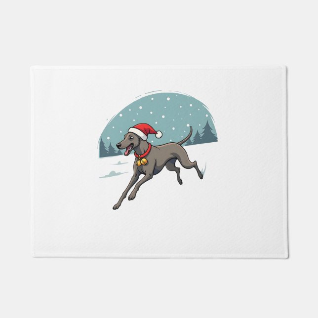 Greyhound Festive Sprint dog Doormat (Front)