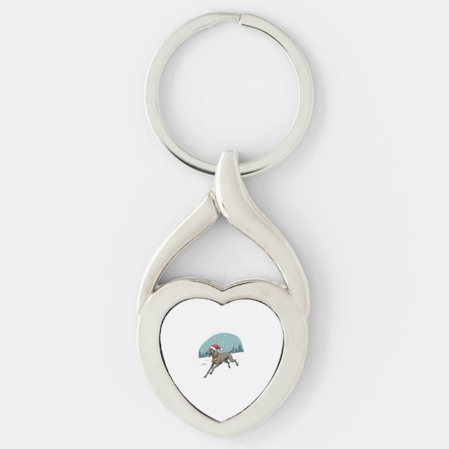 Greyhound Festive Sprint dog Key Ring (Front)