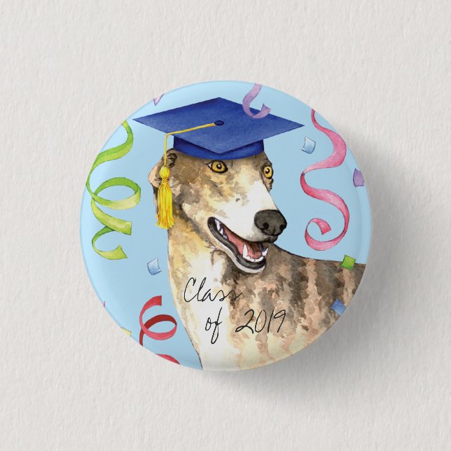 Greyhound Graduate 3 Cm Round Badge (Front)