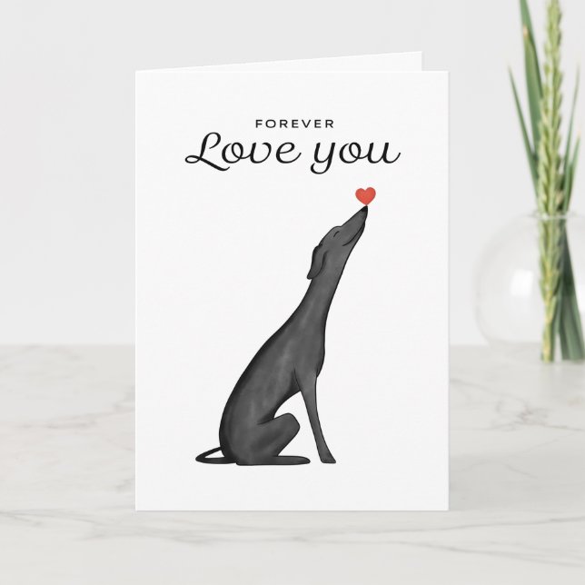 Greyhound Greeting Card, Greyhoun Lover, Love Card (Front)