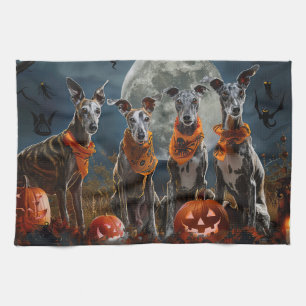 Greyhound Halloween Spooky Tea Towel