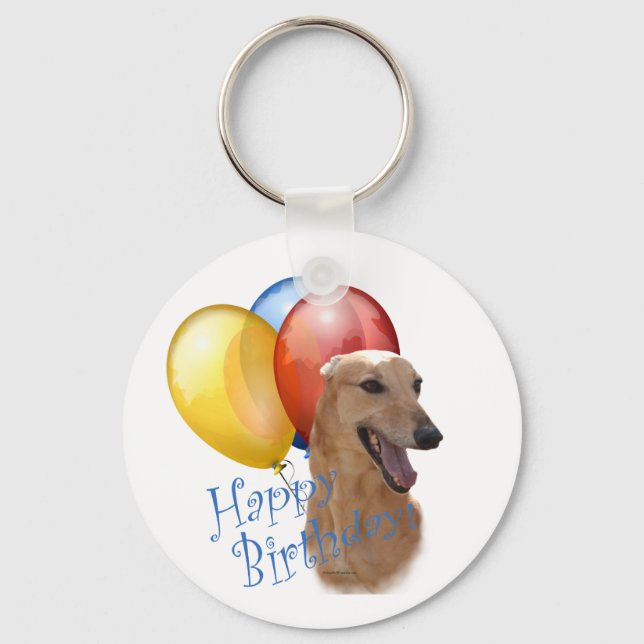 Greyhound Happy Birthday Key Ring (Front)