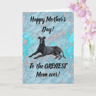 Greyhound Happy Mothers Day Blue Marble Card