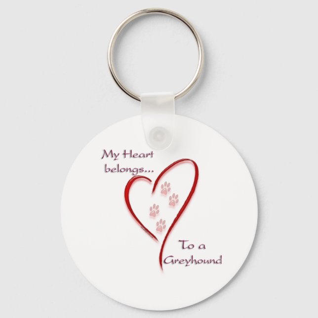Greyhound Heart Belongs Key Ring (Front)