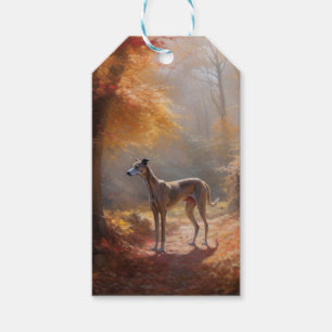 Greyhound in Autumn Leaves Fall Inspire Gift Tags
