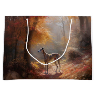 Greyhound in Autumn Leaves Fall Inspire Large Gift Bag