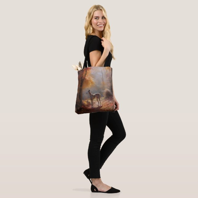 Greyhound in Autumn Leaves Fall Inspire Tote Bag (On Model)