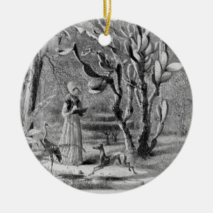 Greyhound in garden 1872- picturesque america ceramic tree decoration