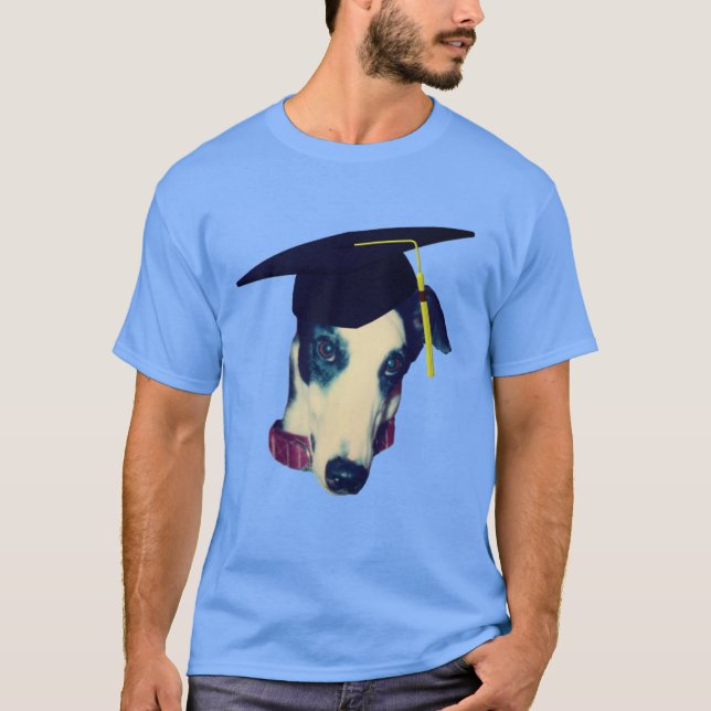 Greyhound In Graduation Cap Funny Dog  T-Shirt (Front)