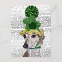 Greyhound in Green Knitted Hat 2