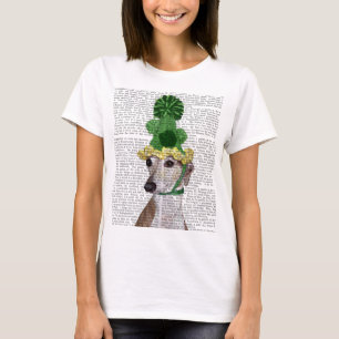 Greyhound in Green Knitted Hat 2 T-Shirt