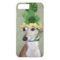 Greyhound in Green Knitted Hat