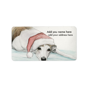 Greyhound in Santa Hat Address Labels